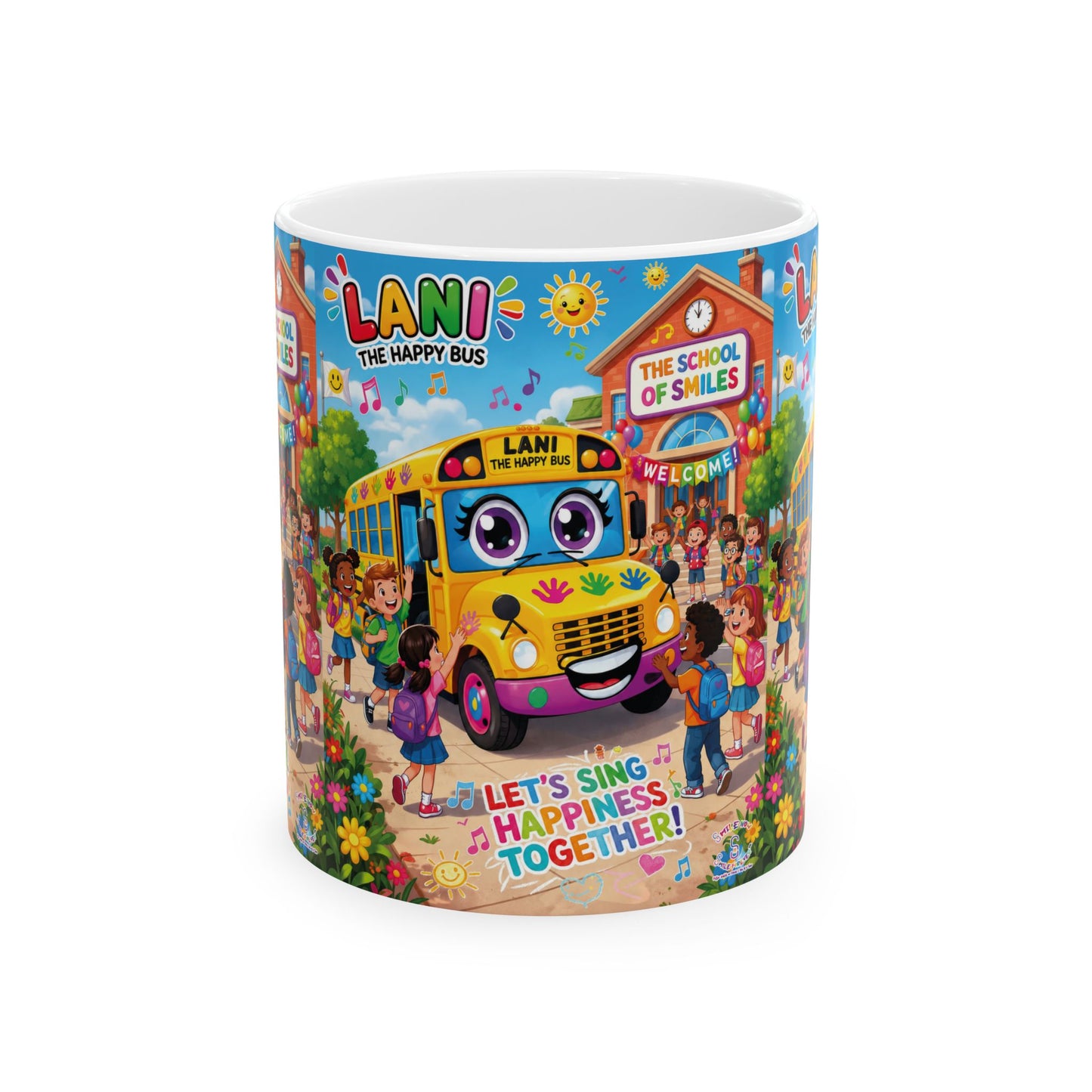 Lani™ Ceramic Mug (11oz & 15oz) – "Let's Sing Happiness Together!" Graphic