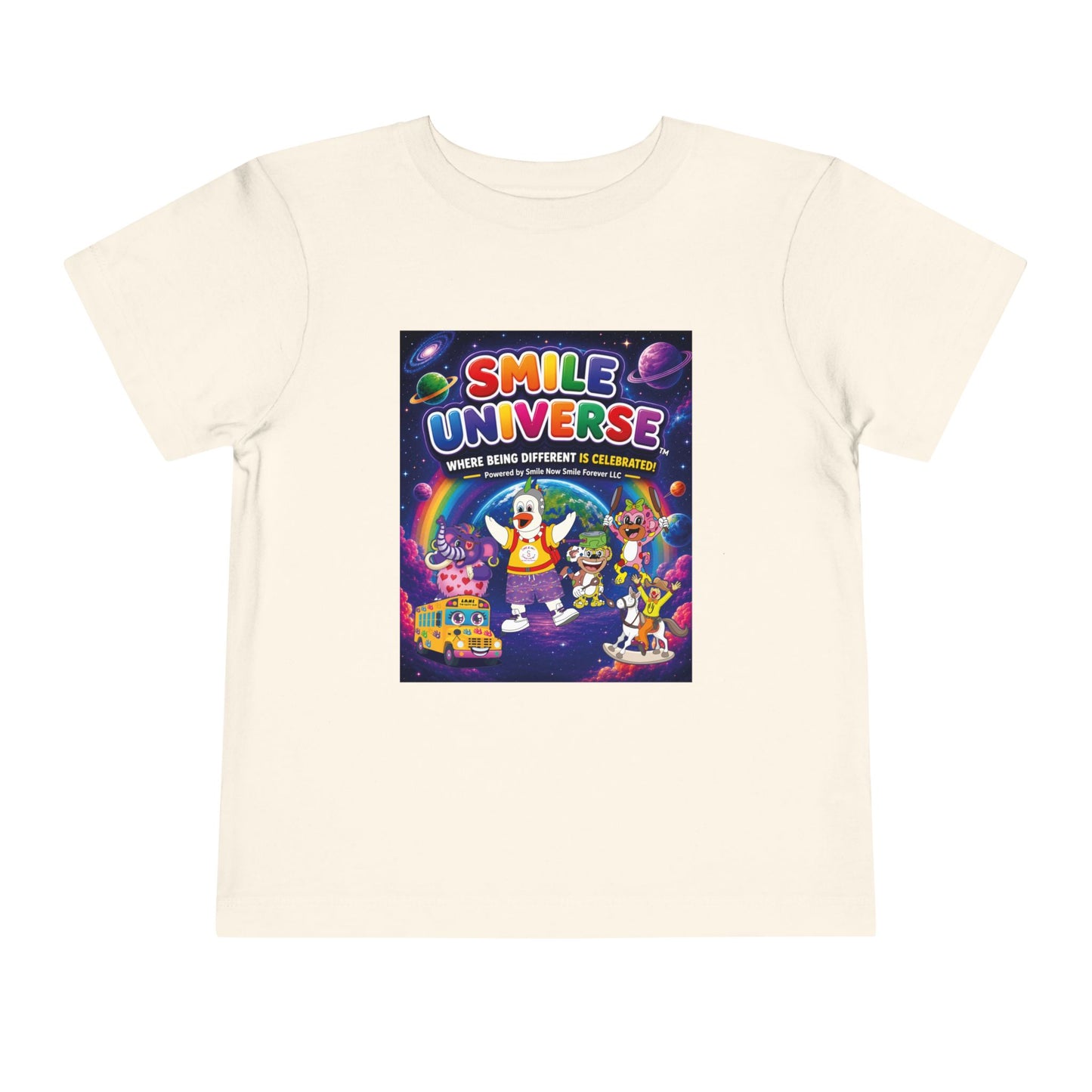 Smile Universe™ Toddler Short Sleeve Tee – "Where Being Different is CELEBRATED!" Graphic