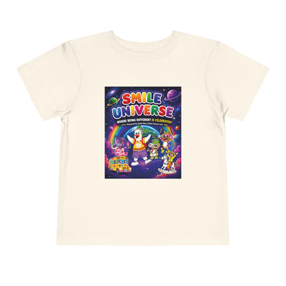 Smile Universe™ Toddler Short Sleeve Tee – "Where Being Different is CELEBRATED!" Graphic