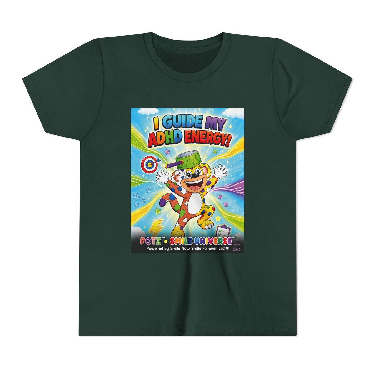 Potz™ Youth Short Sleeve Tee – "I Guide My ADHD Energy!" Graphic Tee | Smile Universe Collection