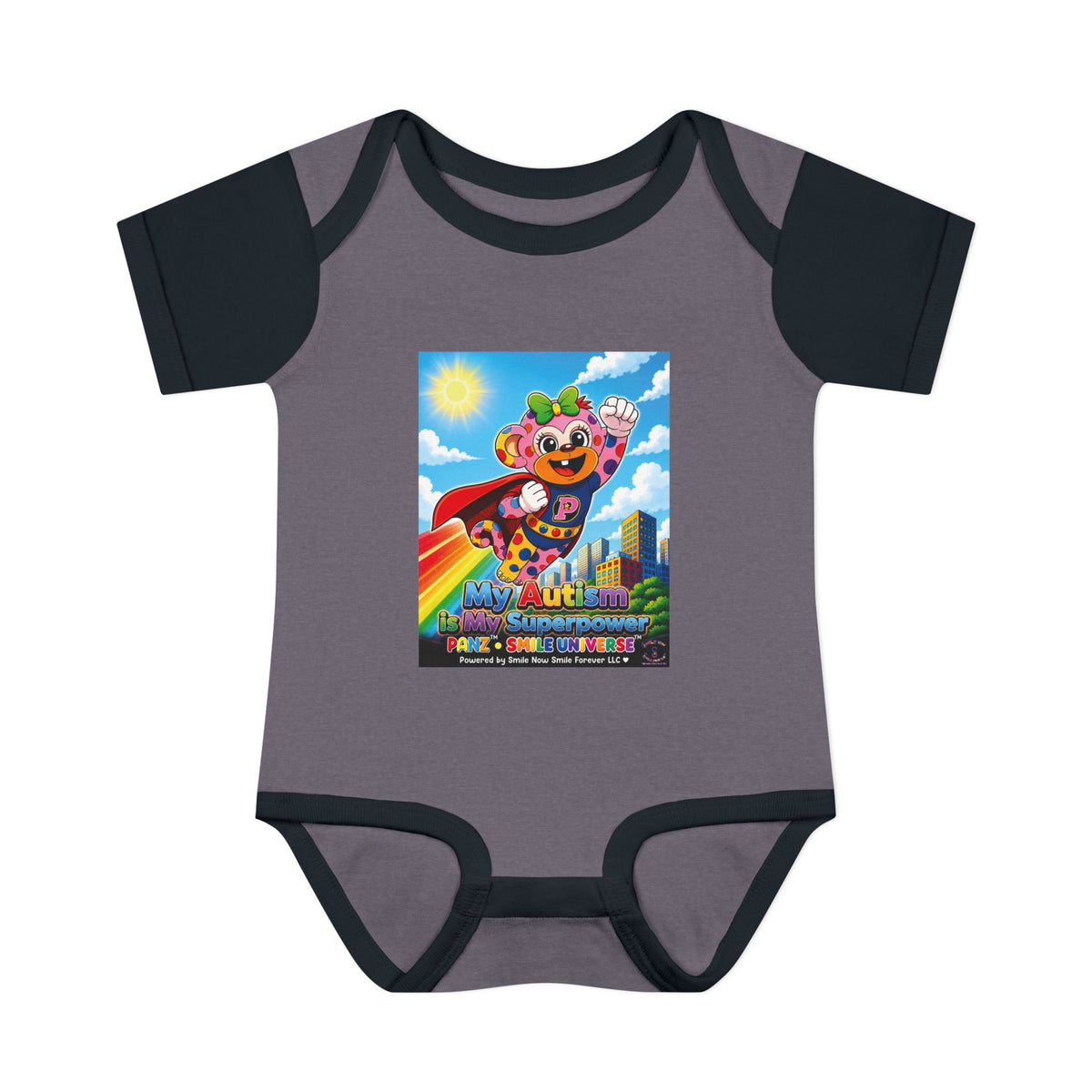 Panz™ Infant Baby Rib Bodysuit – "My Autism is My Superpower" Graphic | Smile Universe Collection
