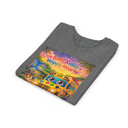 Lani™ Youth Short Sleeve Tee – "Safe Rides, Happy Hearts" Graphic