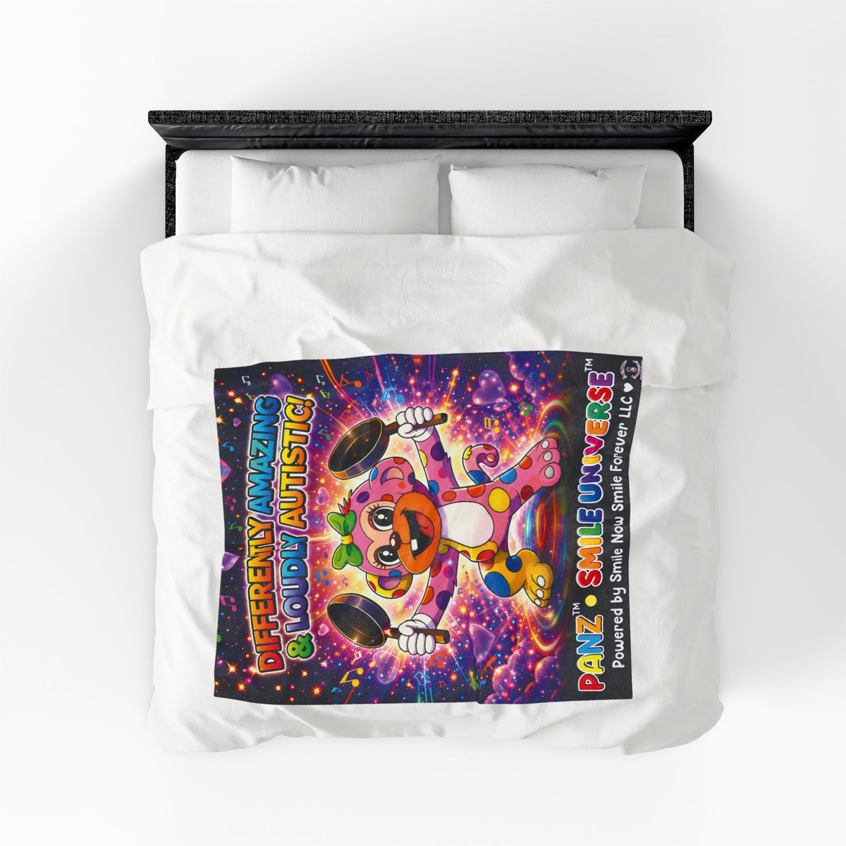 Panz™ Velveteen Plush Blanket – "Differently Amazing & Loudly Autistic!" Graphic | Smile Universe Collection