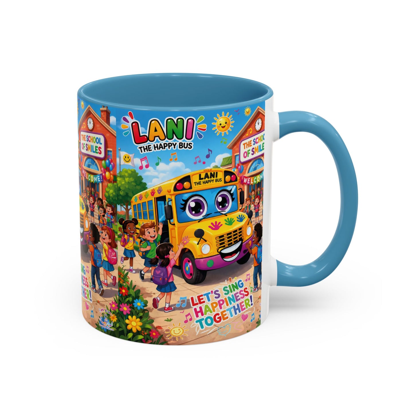 Lani™ Accent Coffee Mug (11oz & 15oz) – "Let's Sing Happiness Together!" Graphic