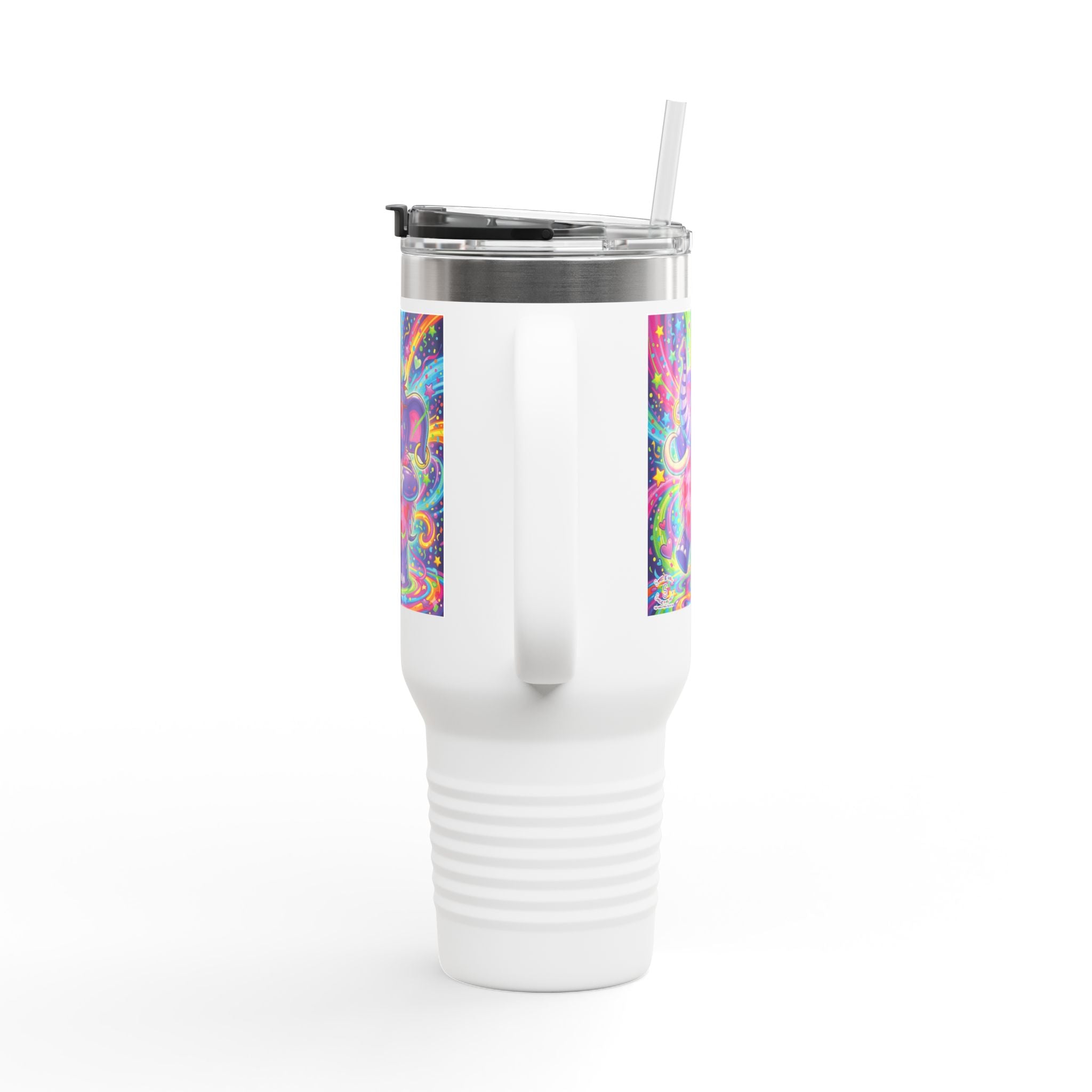 Piklez™ 40oz Insulated Travel Mug – "Born to Celebrate!" Graphic | Smile Universe Collection