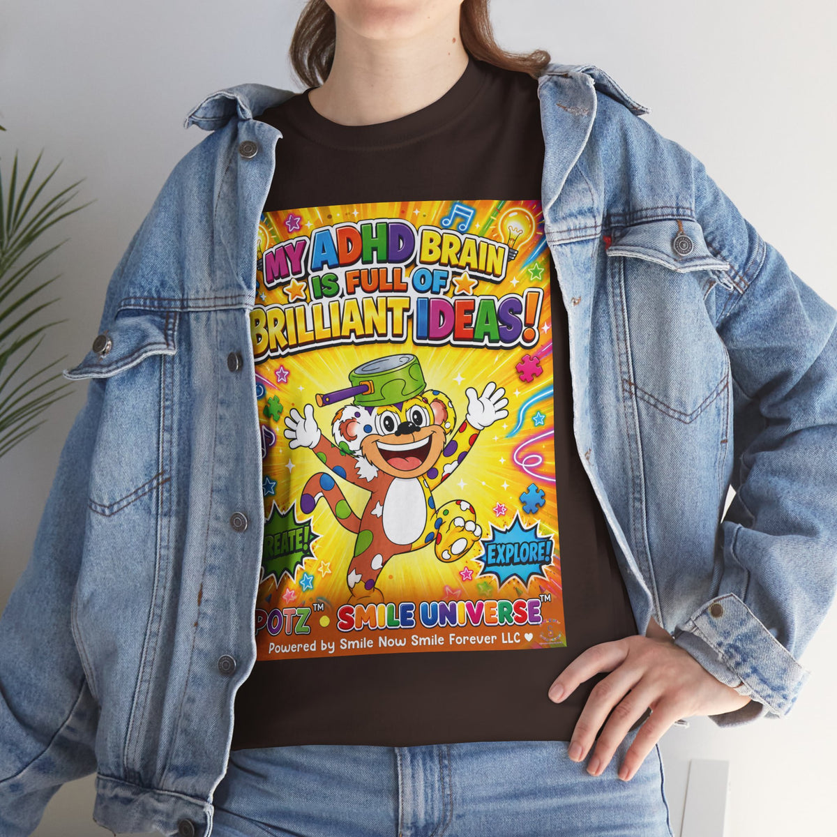 Potz™ Unisex Heavy Cotton™ Tee – "My ADHD Brain is Full of Brilliant Ideas!" Graphic Tee | Smile Universe Collection