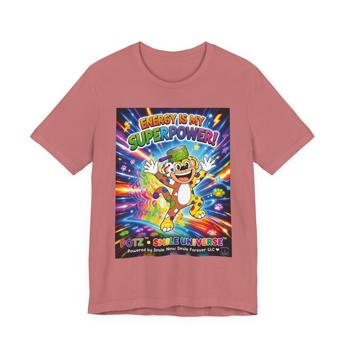Potz™ Unisex Jersey Short Sleeve Tee – "Energy is My Superpower!" Graphic Tee | Smile Universe Collection