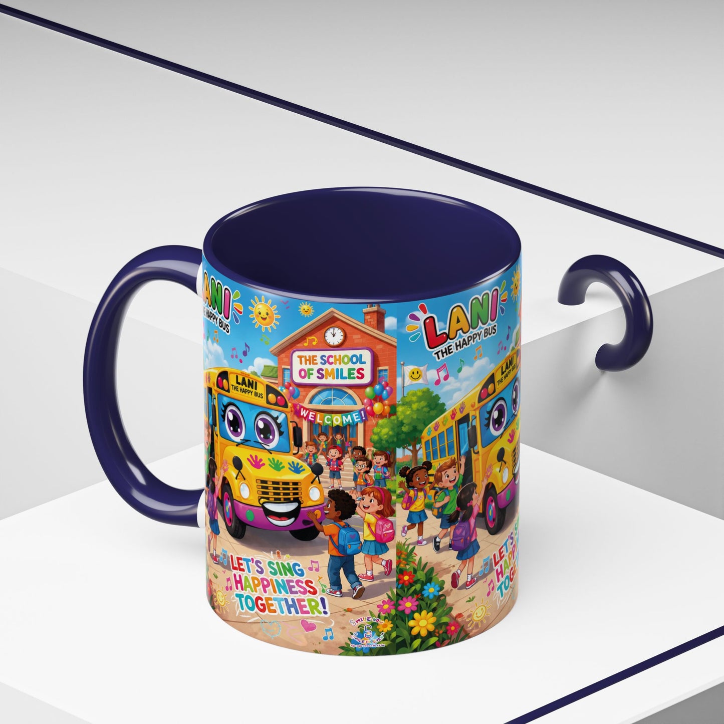 Lani™ Accent Coffee Mug (11oz & 15oz) – "Let's Sing Happiness Together!" Graphic