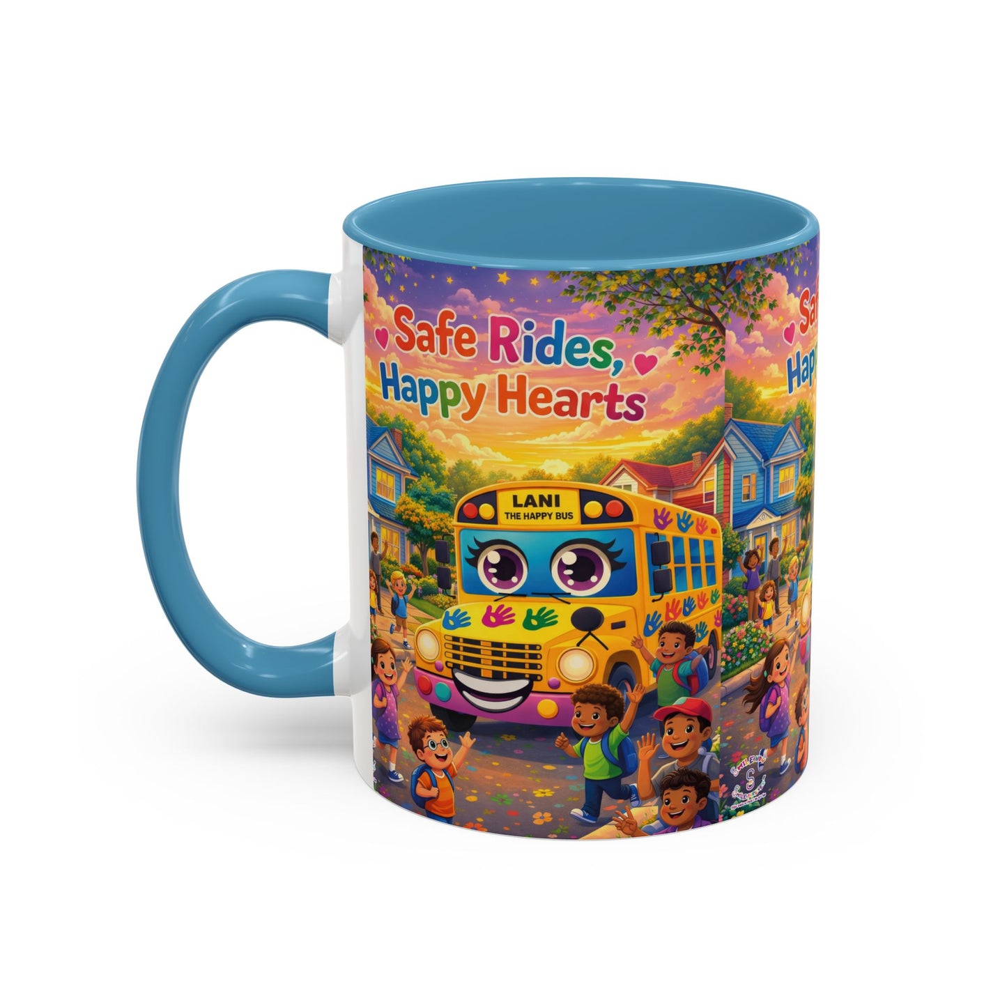 Lani™ Accent Coffee Mug (11oz & 15oz) – "Safe Rides, Happy Hearts" Graphic