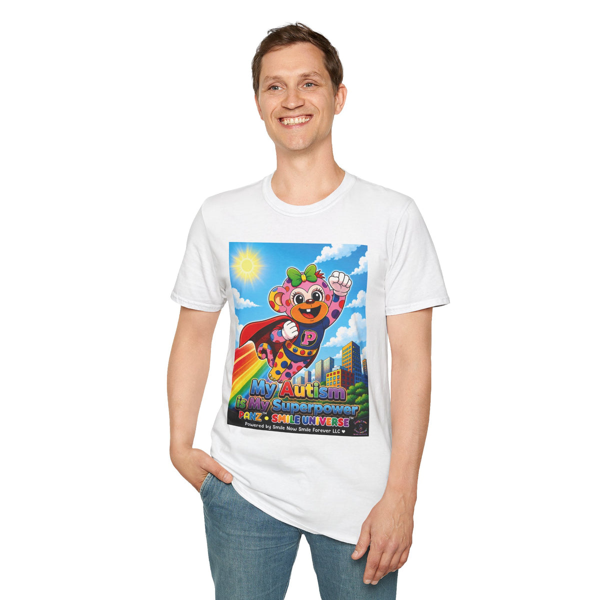 Panz™ Unisex Softstyle T-Shirt – "My Autism is My Superpower" Graphic | Smile Universe Collection