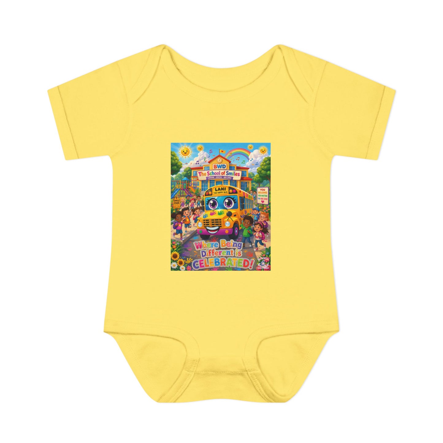 Lani™ Infant Baby Rib Bodysuit – "Where Being Different is CELEBRATED!" Graphic