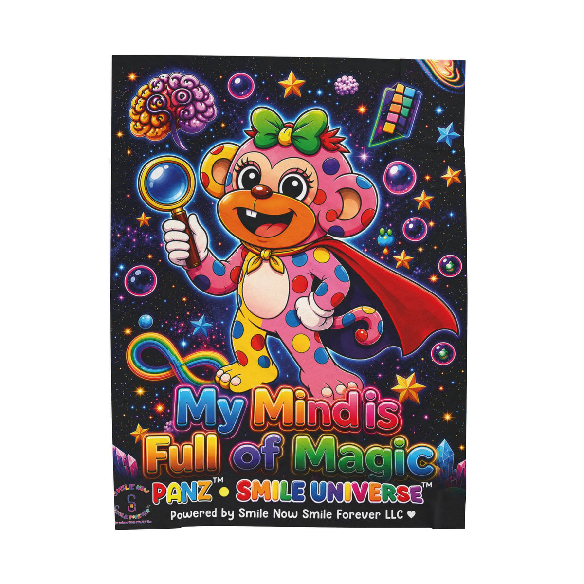 Panz™ Velveteen Plush Blanket – "My Mind is Full of Magic" Graphic | Smile Universe Collection