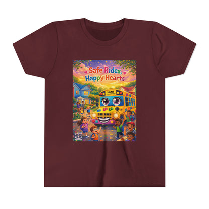 Lani™ Youth Short Sleeve Tee – "Safe Rides, Happy Hearts" Graphic