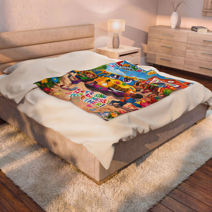 Lani the Happy Bus Kids Velveteen Blanket — "Let's Sing Happiness Together" Cozy Throw
