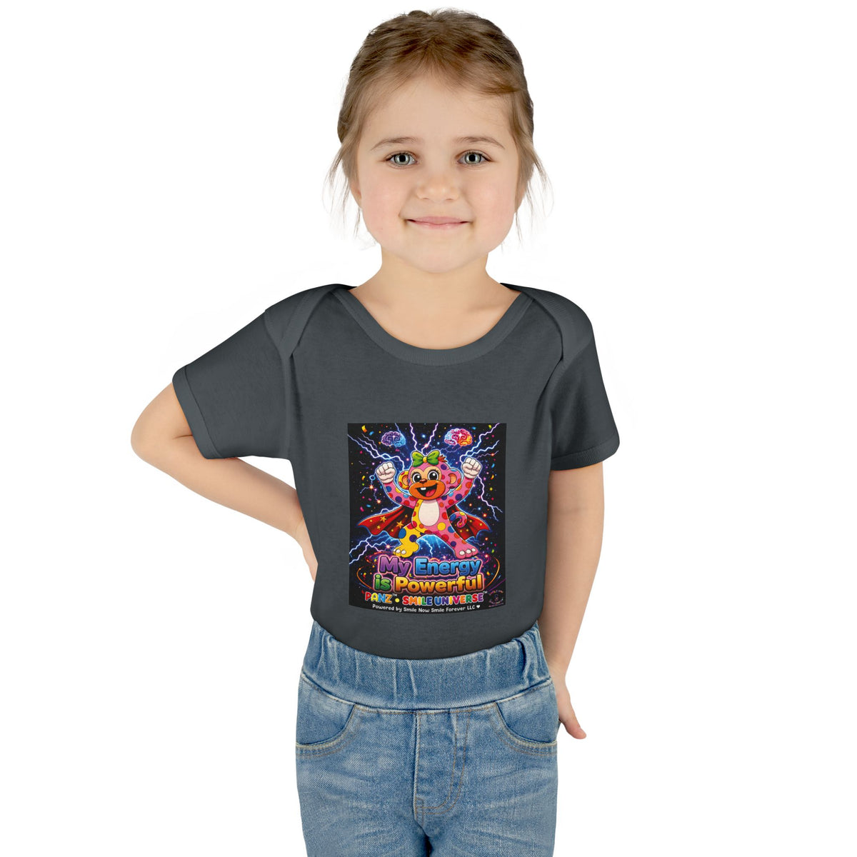Panz™ Infant Baby Rib Bodysuit – "My Energy is Powerful" Graphic Onesie | Smile Universe Collection