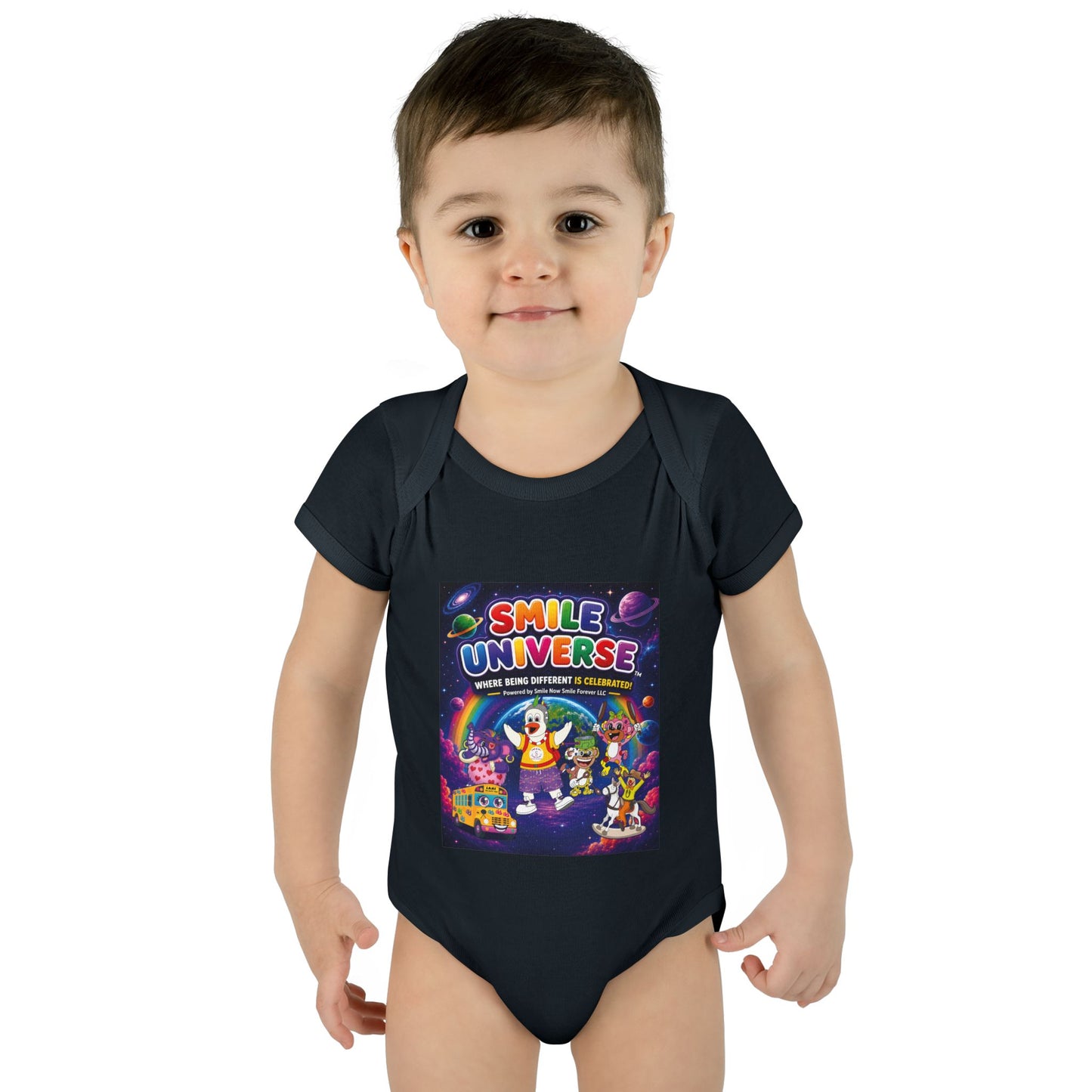 Smile Universe™ Infant Baby Rib Bodysuit – "Where Being Different is CELEBRATED!" Graphic