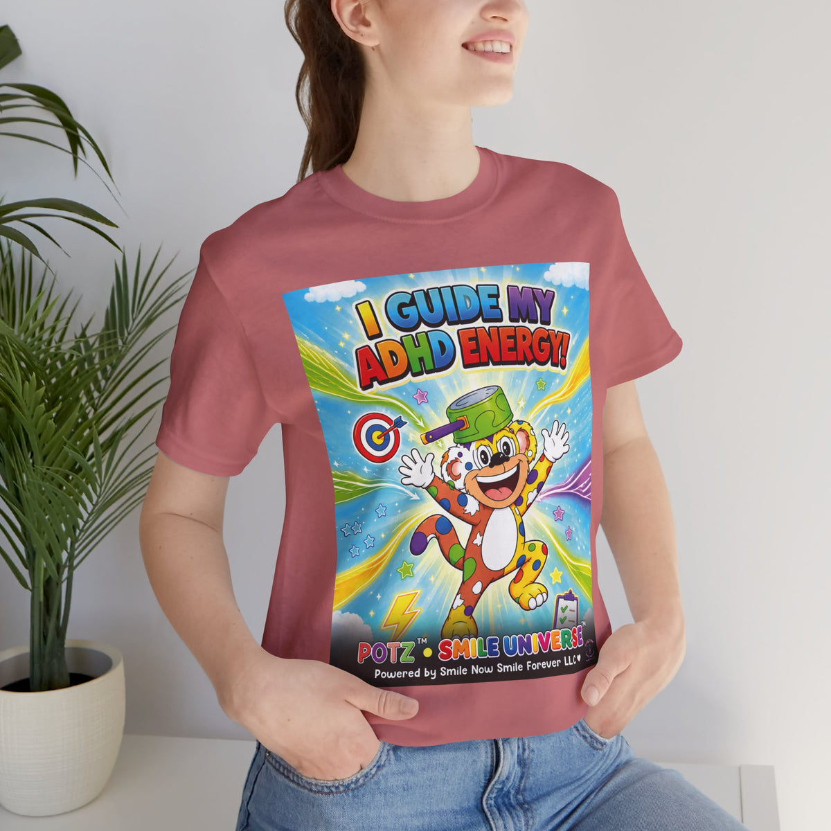 Potz™ Unisex Jersey Short Sleeve Tee – "I Guide My ADHD Energy!" Graphic Tee | Smile Universe Collection