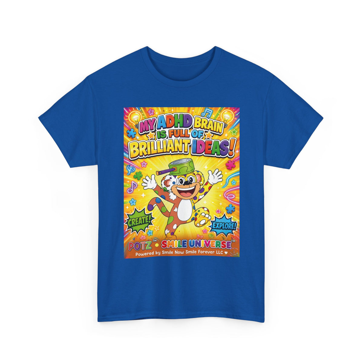 Potz™ Unisex Heavy Cotton™ Tee – "My ADHD Brain is Full of Brilliant Ideas!" Graphic Tee | Smile Universe Collection
