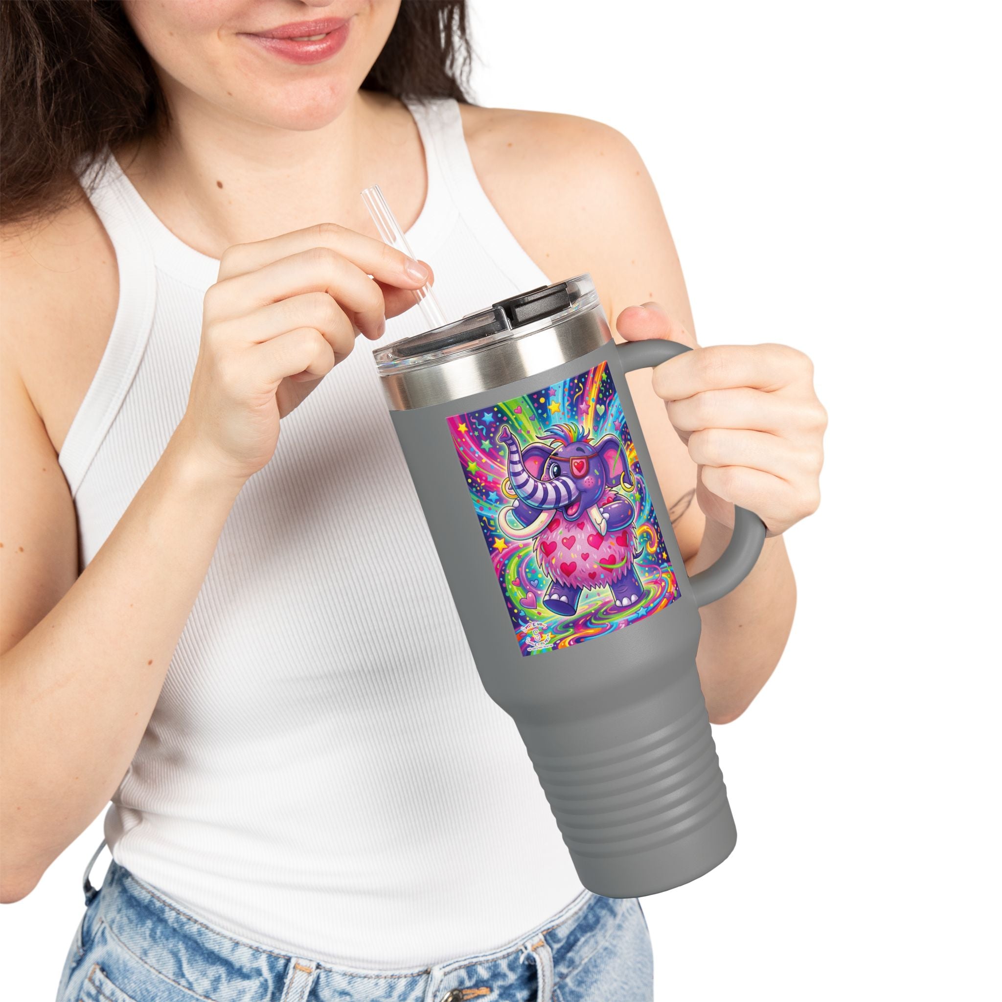 Piklez™ 40oz Insulated Travel Mug – "Born to Celebrate!" Graphic | Smile Universe Collection