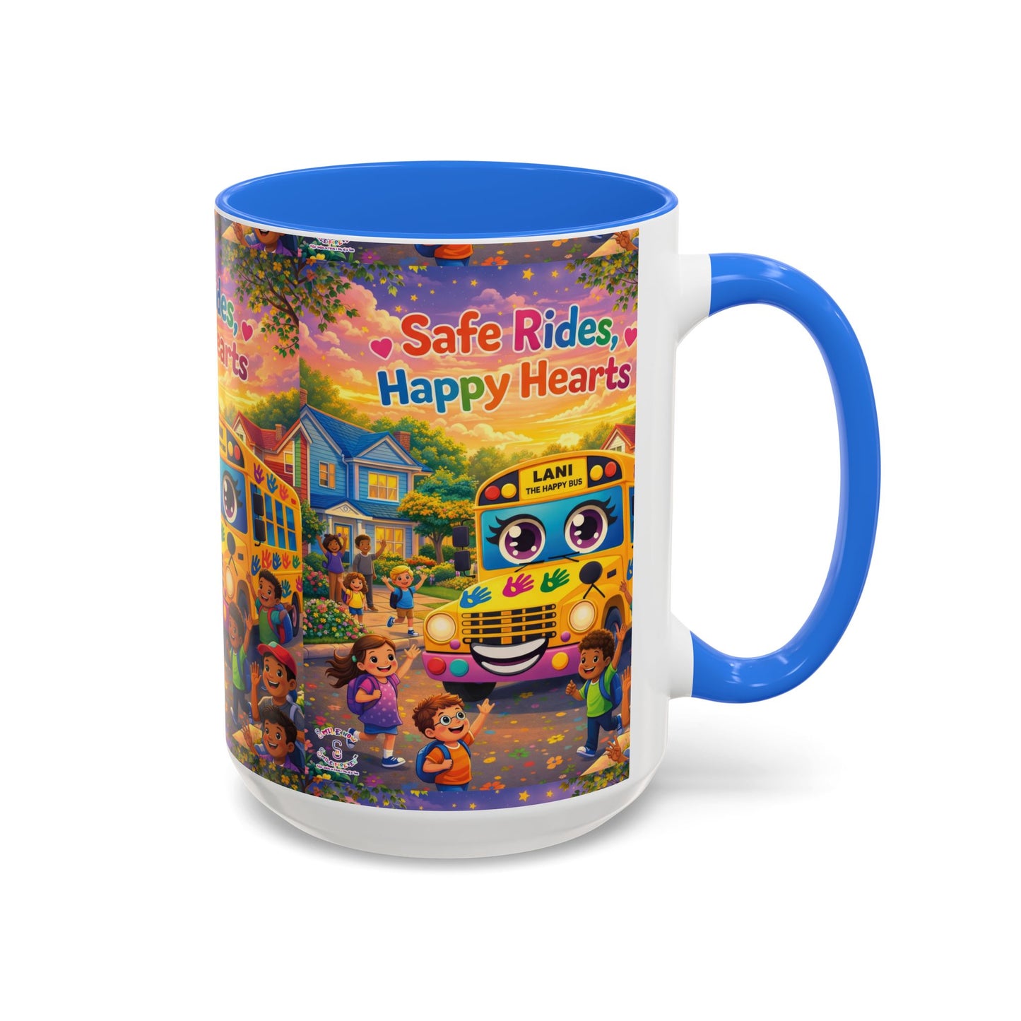 Lani™ Colorful Mug (11oz & 15oz) – "Safe Rides, Happy Hearts" Graphic