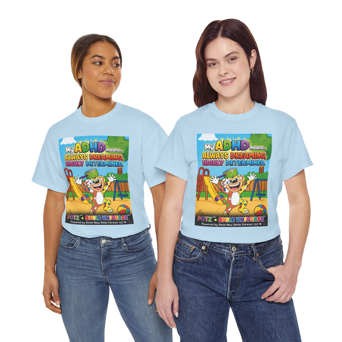 Potz™ Unisex Heavy Cotton™ Tee – "My ADHD Means Always Dreaming, Highly Determined" Graphic Tee | Smile Universe Collection