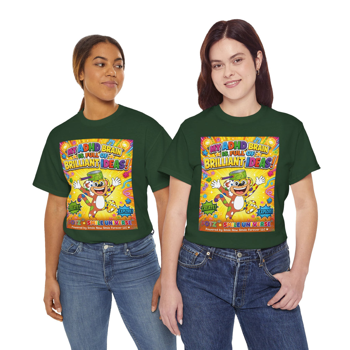 Potz™ Unisex Heavy Cotton™ Tee – "My ADHD Brain is Full of Brilliant Ideas!" Graphic Tee | Smile Universe Collection