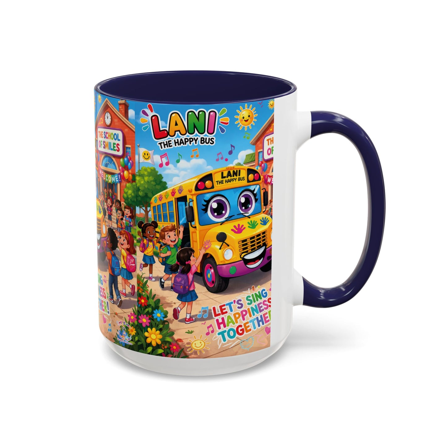 Lani™ Accent Coffee Mug (11oz & 15oz) – "Let's Sing Happiness Together!" Graphic