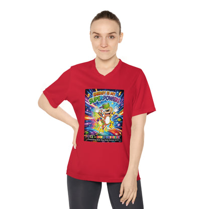 Potz™ Women's Performance V-Neck T-Shirt – "Energy is My Superpower!" Graphic Tee | Smile Universe Collection