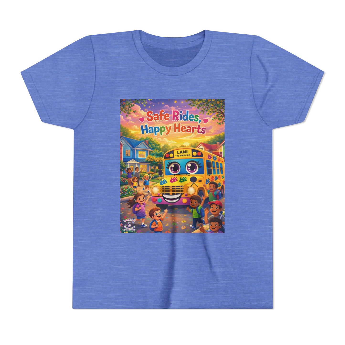 Lani™ Youth Short Sleeve Tee – "Safe Rides, Happy Hearts" Graphic