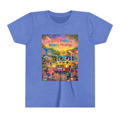 Lani™ Youth Short Sleeve Tee – "Safe Rides, Happy Hearts" Graphic