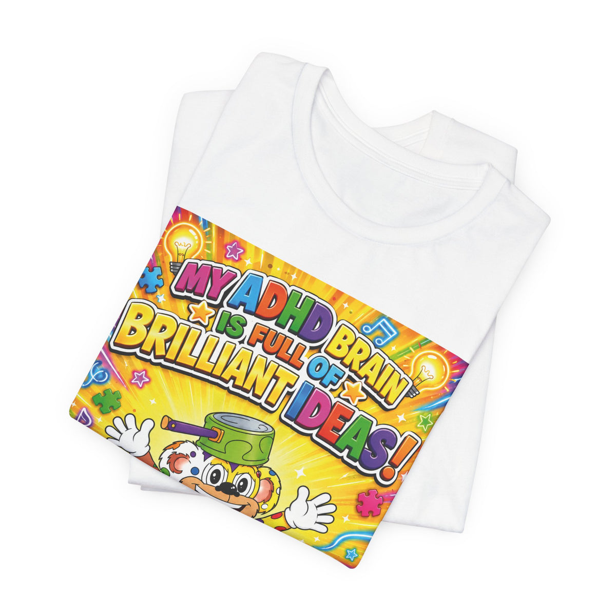 Potz™ Unisex Jersey Short Sleeve Tee – "My ADHD Brain is Full of Brilliant Ideas!" Graphic Tee | Smile Universe Collection