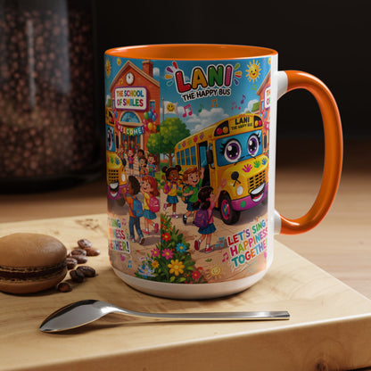 Lani™ Accent Coffee Mug (11oz & 15oz) – "Let's Sing Happiness Together!" Graphic