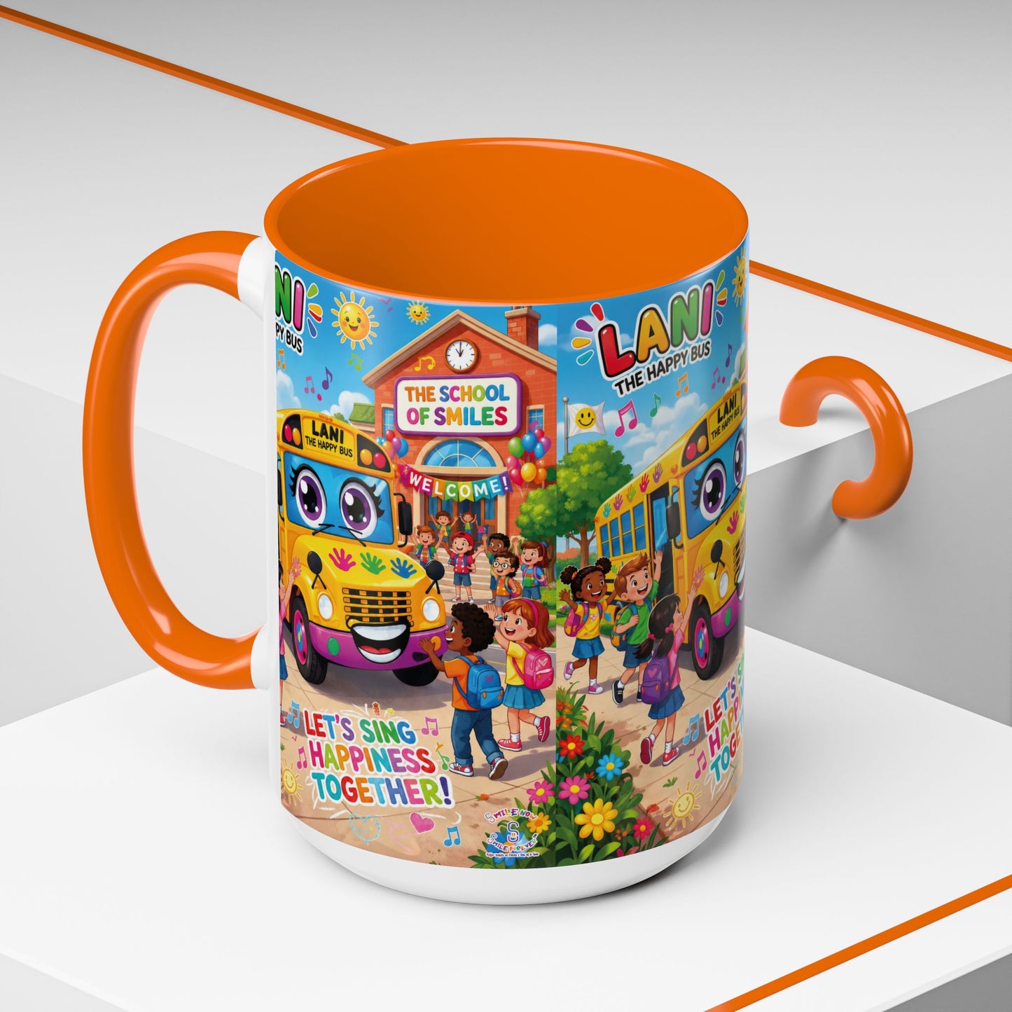 Lani™ Accent Coffee Mug (11oz & 15oz) – "Let's Sing Happiness Together!" Graphic
