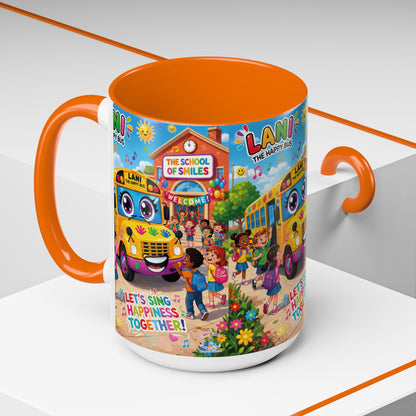 Lani™ Accent Coffee Mug (11oz & 15oz) – "Let's Sing Happiness Together!" Graphic