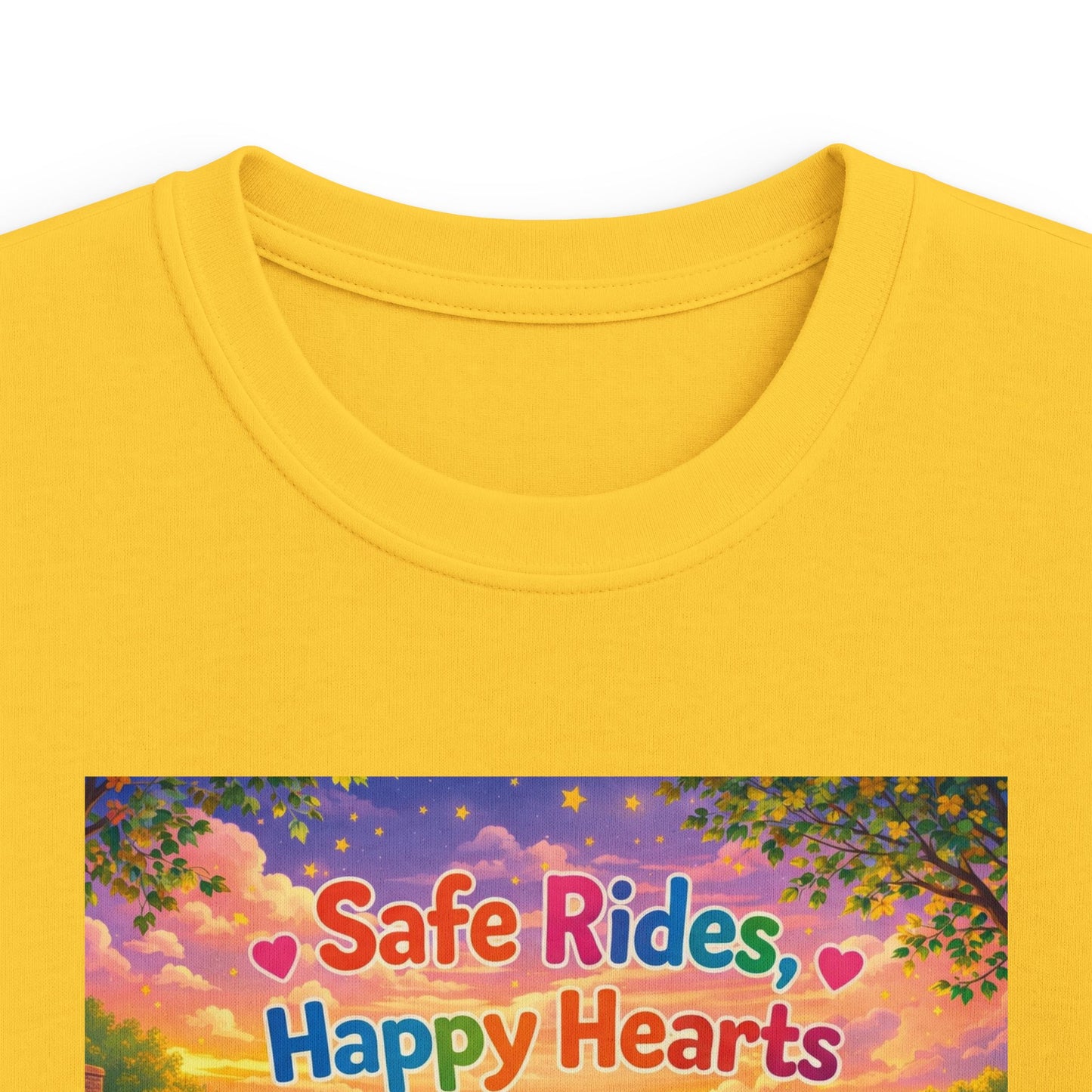 Lani™ Kids Softstyle Tee – "Safe Rides, Happy Hearts" Graphic