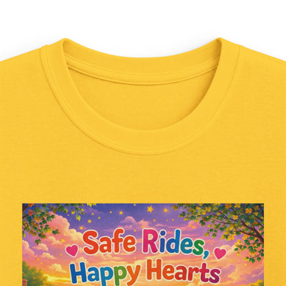 Lani™ Kids Softstyle Tee – "Safe Rides, Happy Hearts" Graphic