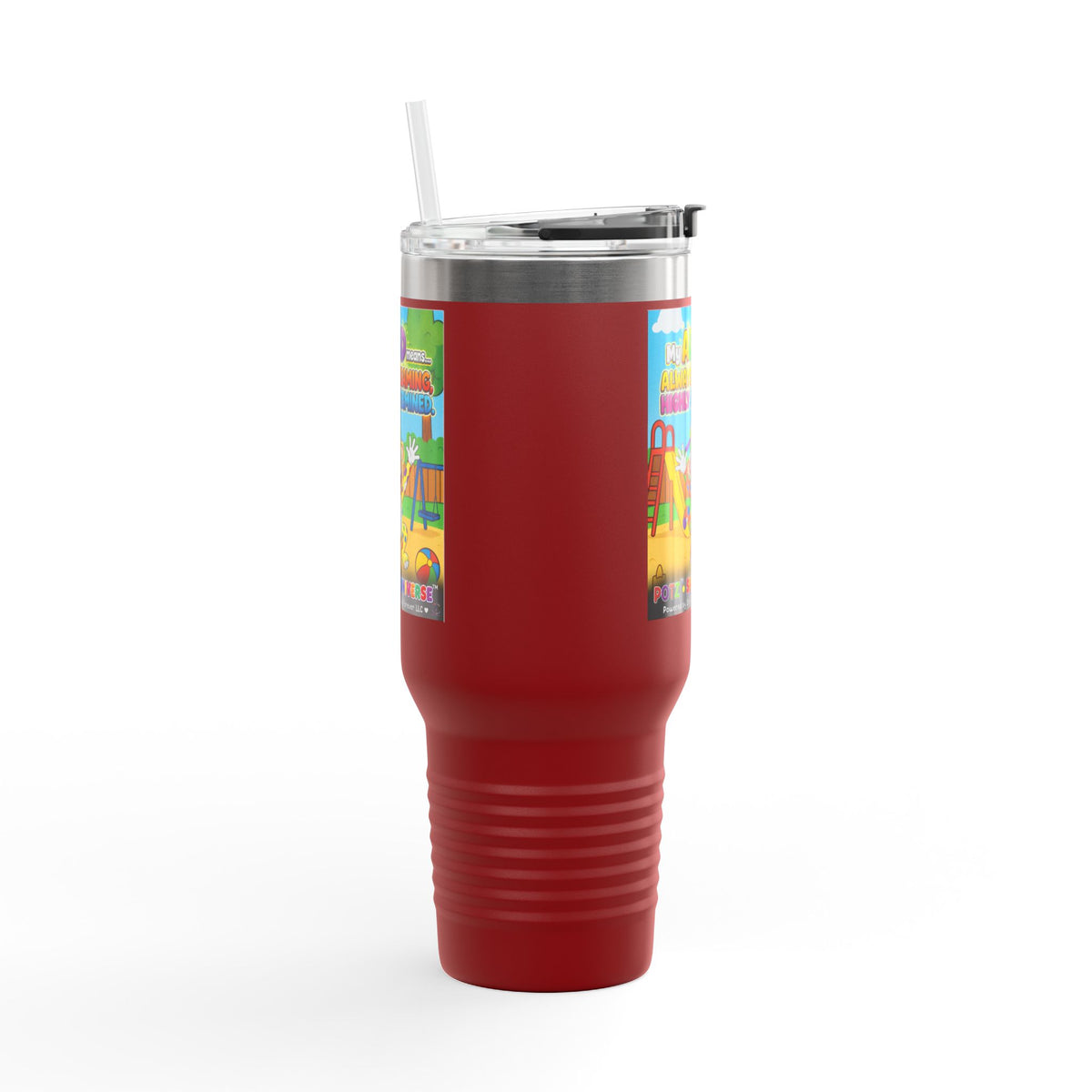 Potz™ Insulated Travel Mug 40oz – "My ADHD Means Always Dreaming, Highly Determined" Graphic Tumbler | Smile Universe Collection