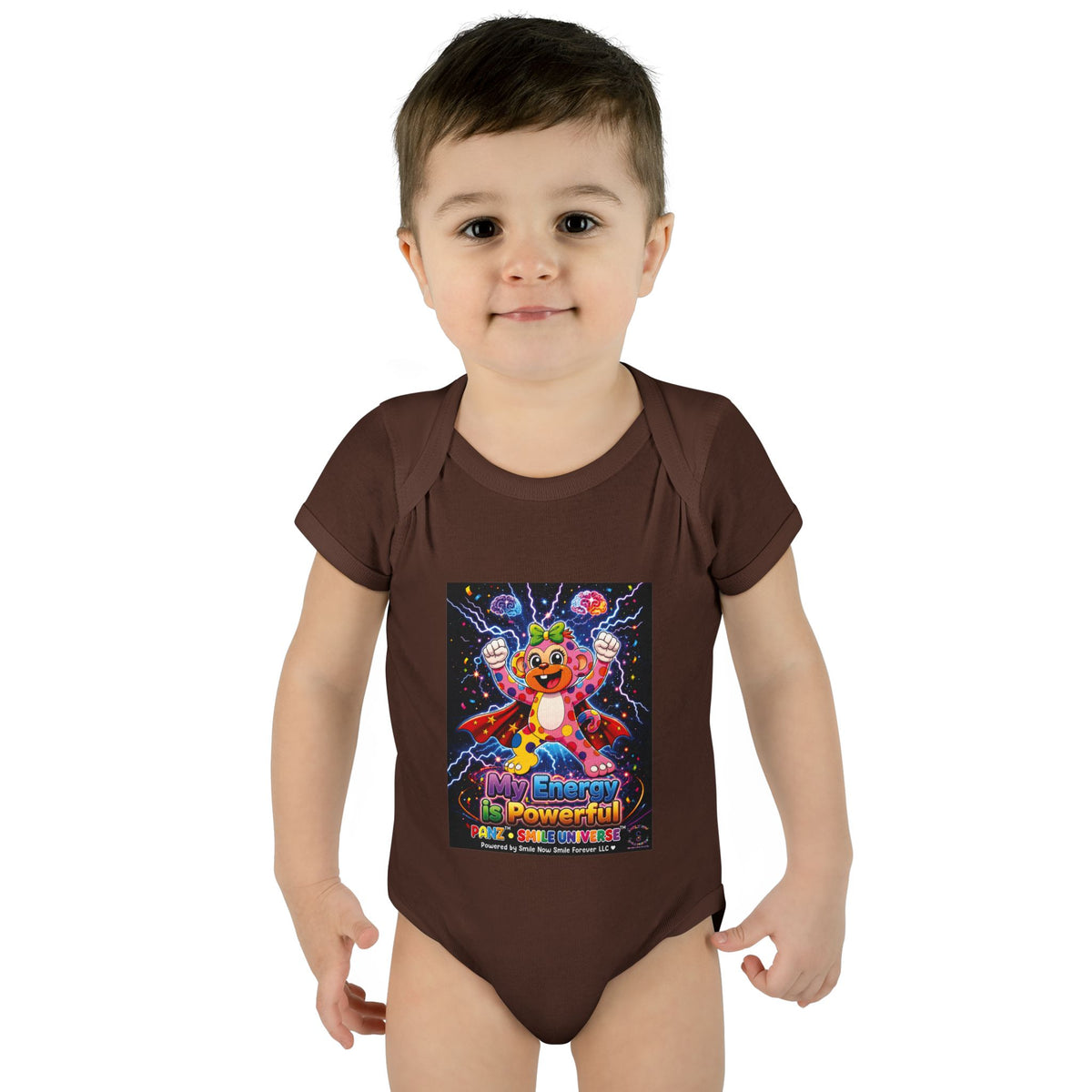 Panz™ Infant Baby Rib Bodysuit – "My Energy is Powerful" Graphic Onesie | Smile Universe Collection