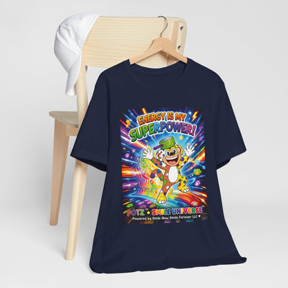 Potz™ Unisex Jersey Short Sleeve Tee – "Energy is My Superpower!" Graphic Tee | Smile Universe Collection