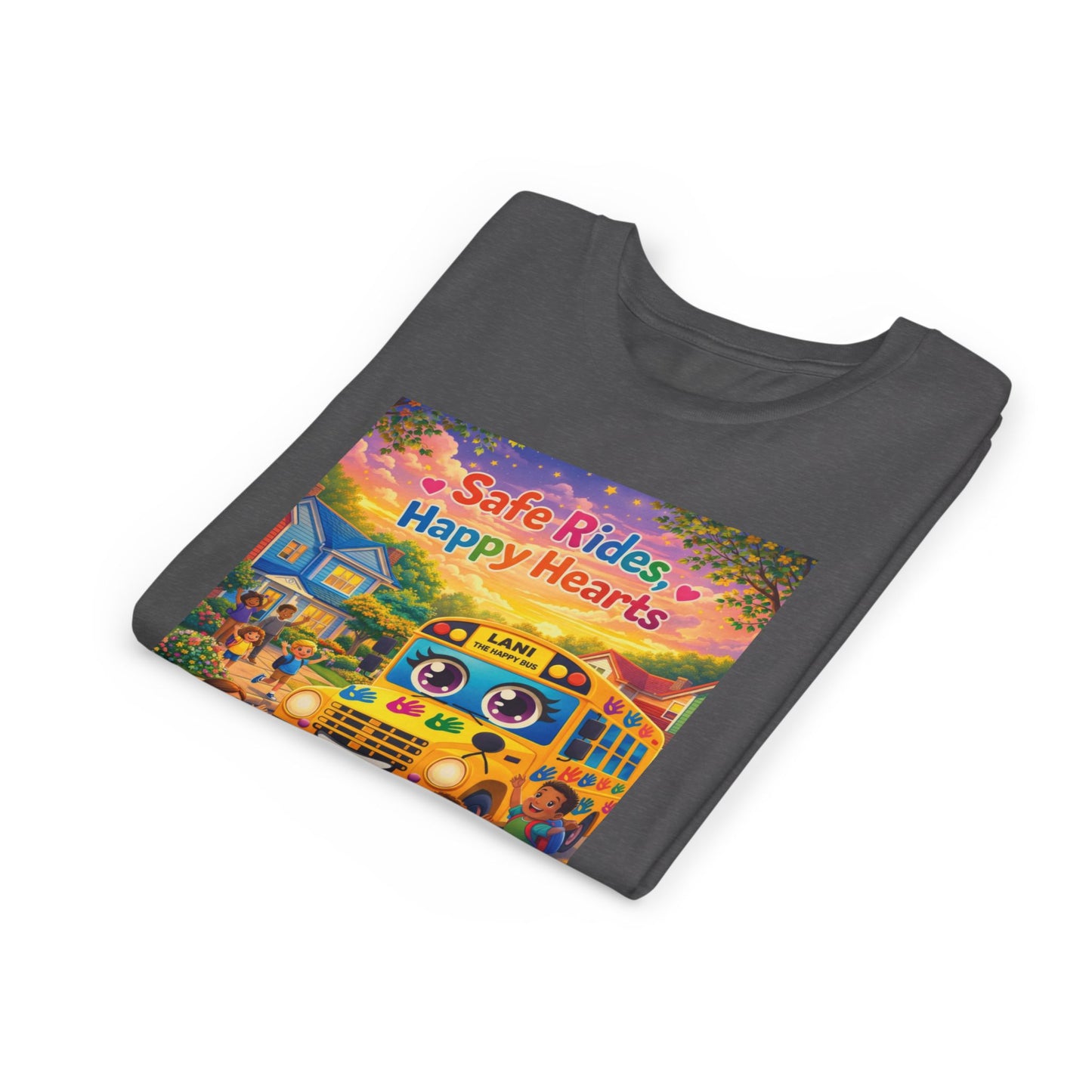 Lani™ Youth Short Sleeve Tee – "Safe Rides, Happy Hearts" Graphic