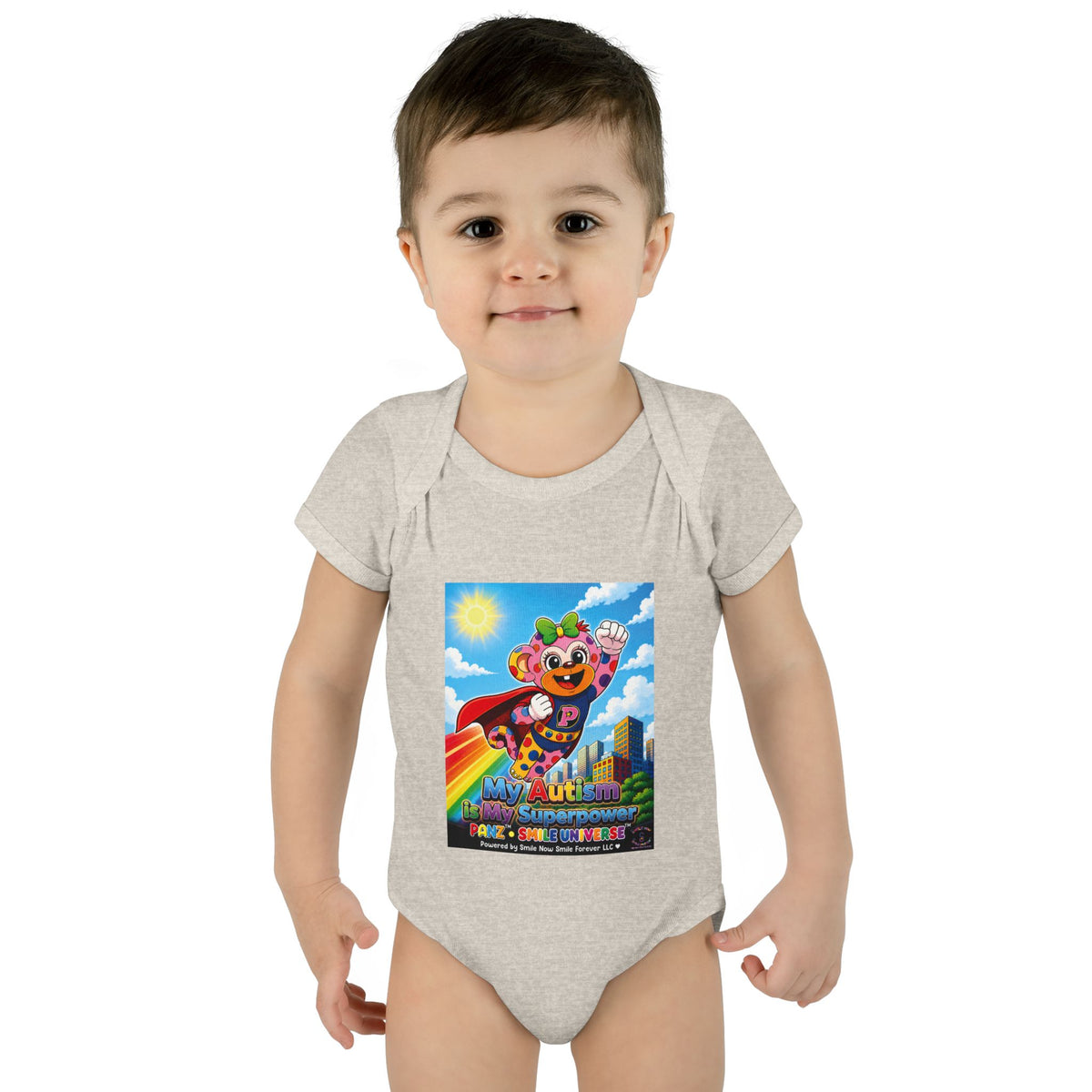 Panz™ Infant Baby Rib Bodysuit – "My Autism is My Superpower" Graphic | Smile Universe Collection