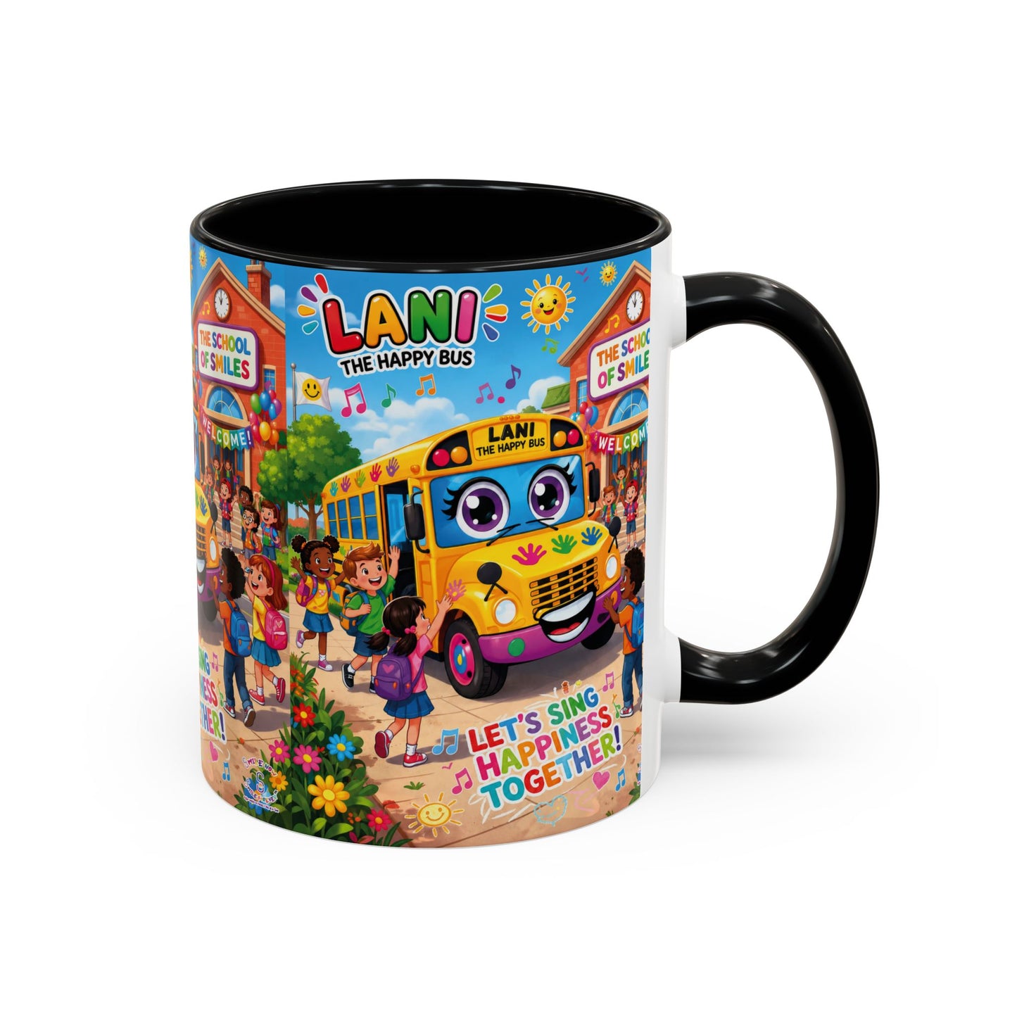 Lani™ Accent Coffee Mug (11oz & 15oz) – "Let's Sing Happiness Together!" Graphic