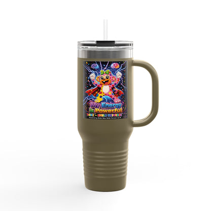 Panz™ Insulated Travel Mug 40oz – "My Energy is Powerful" Graphic Tumbler | Smile Universe Collection