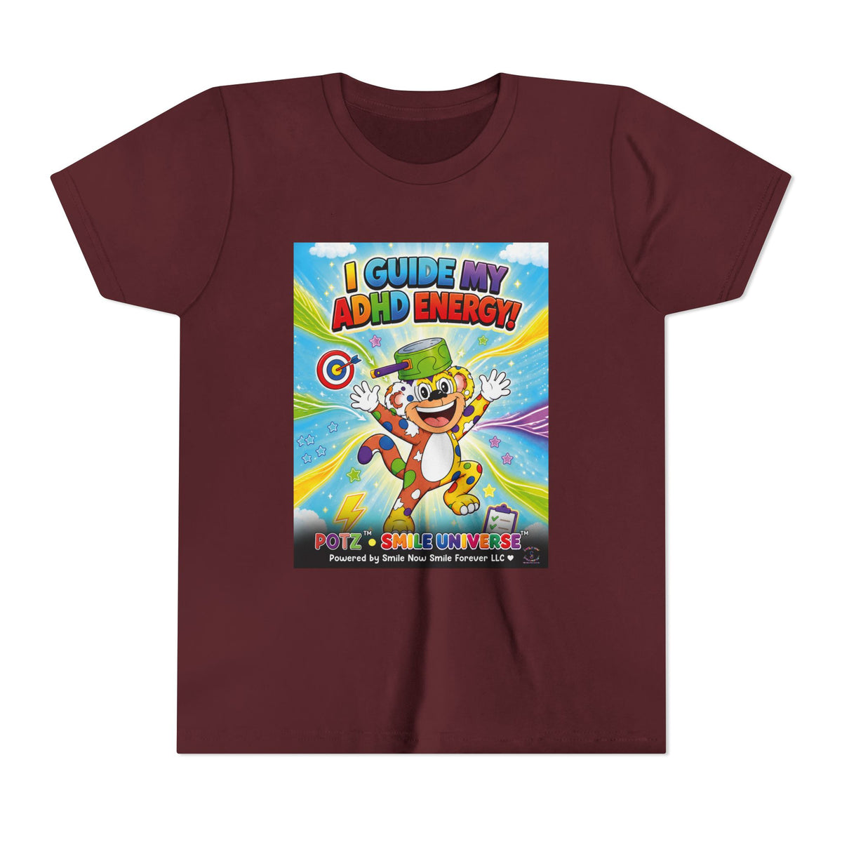 Potz™ Youth Short Sleeve Tee – "I Guide My ADHD Energy!" Graphic Tee | Smile Universe Collection