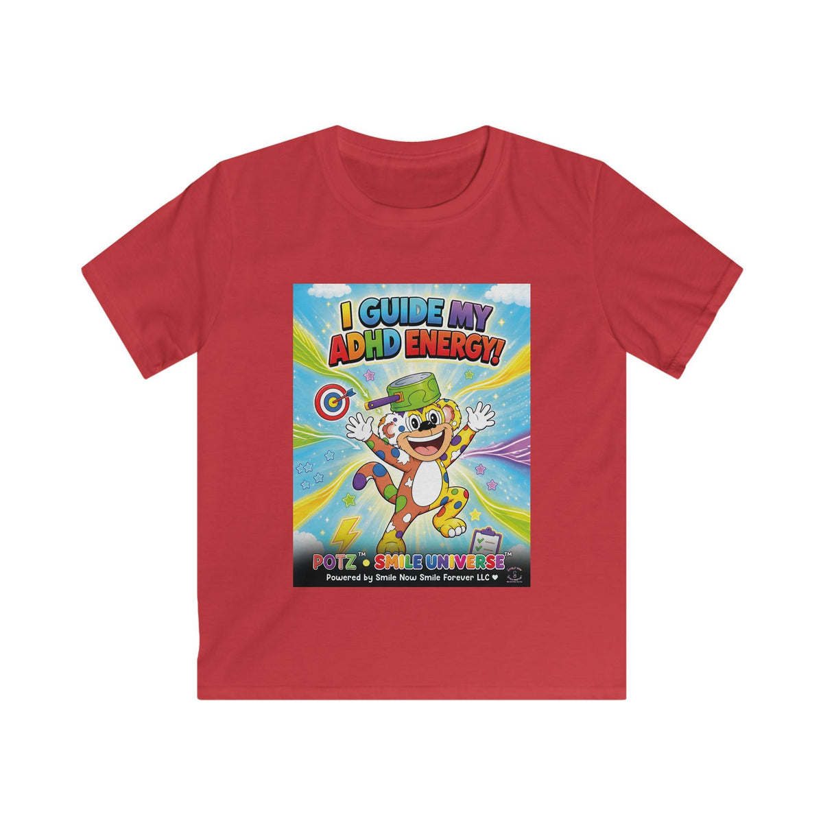 Potz™ Kids Softstyle Tee – "I Guide My ADHD Energy!" Graphic Tee | Smile Universe Collection