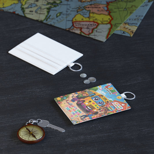 Lani™ Saffiano Leather Card Holder – "Let's Sing Happiness Together!" Graphic