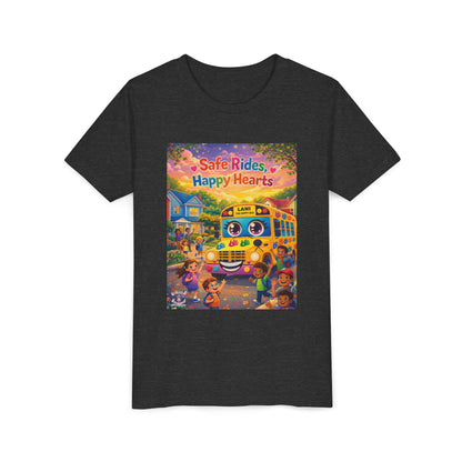 Lani™ Youth Short Sleeve Tee – "Safe Rides, Happy Hearts" Graphic