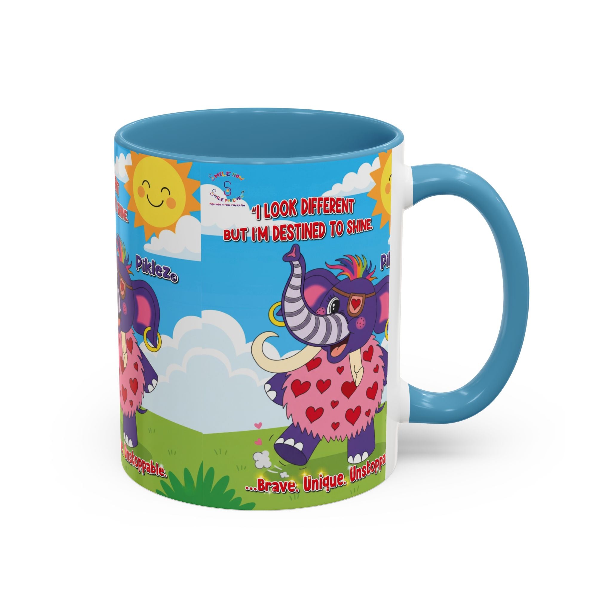 Piklez™ Accent Coffee Mug (11oz, 15oz) – “Destined to Shine” | Smile Universe Collection