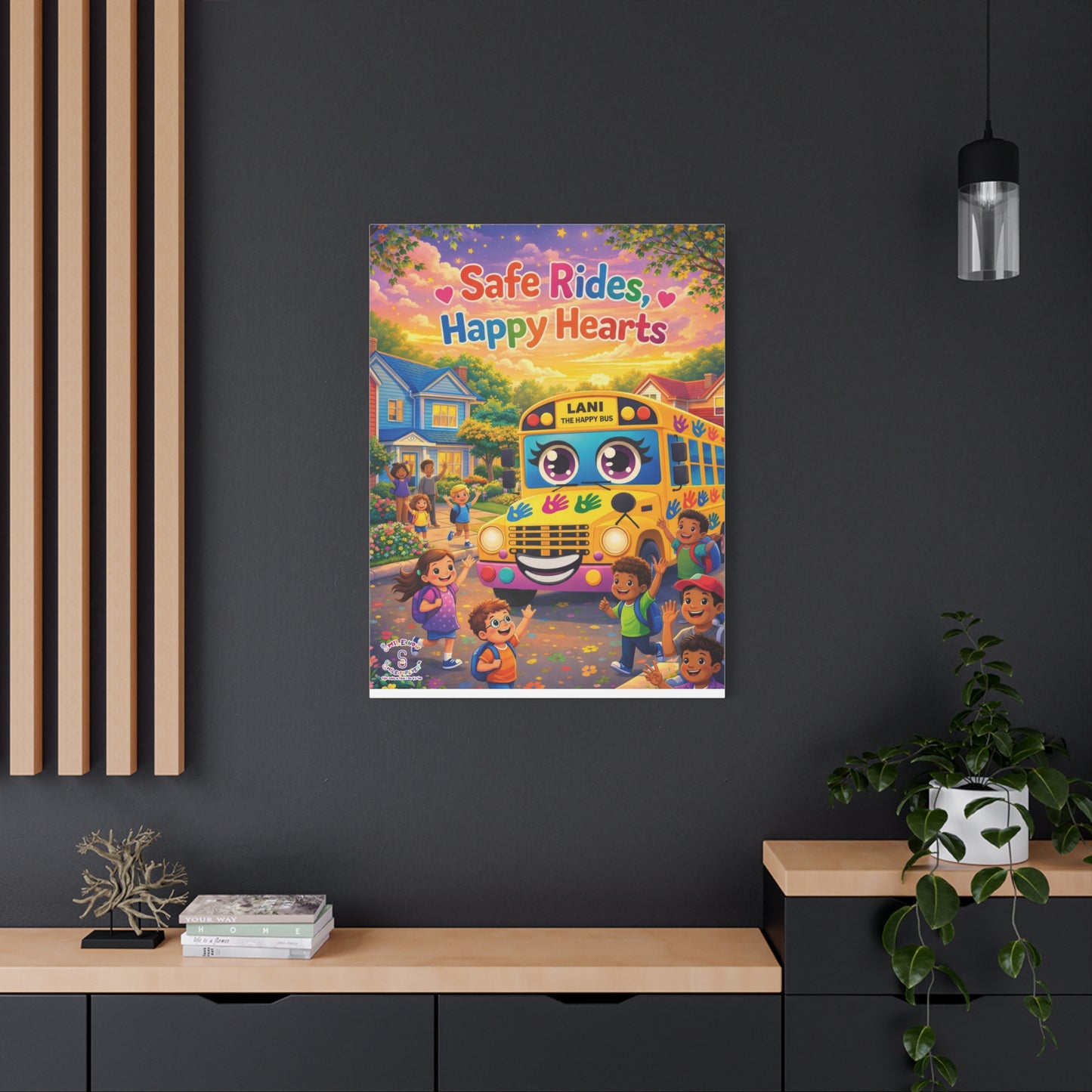 Lani™ Matte Canvas, Stretched 1.25" – "Safe Rides, Happy Hearts" Graphic Wall Art