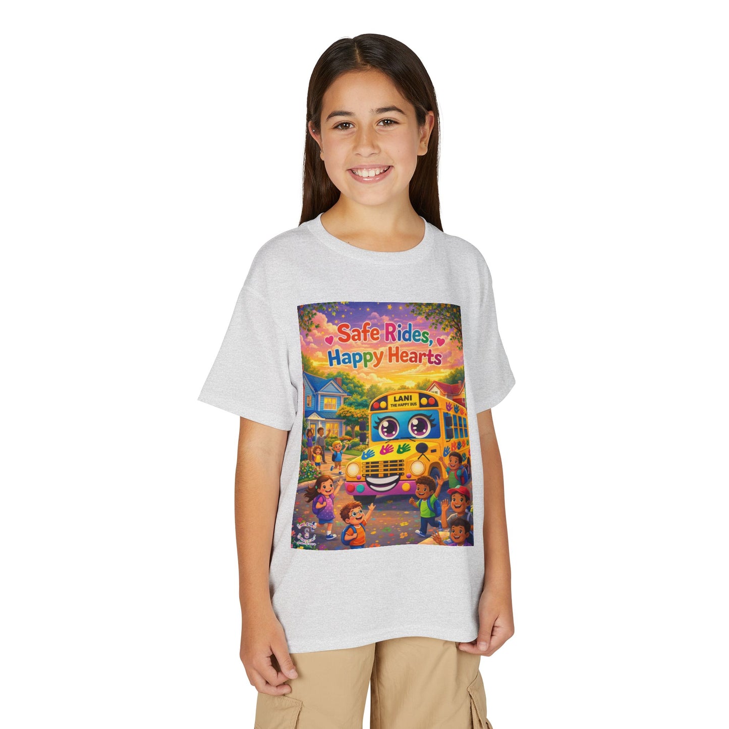 Lani™ Youth DryBlend® T-Shirt – "Safe Rides, Happy Hearts" Graphic